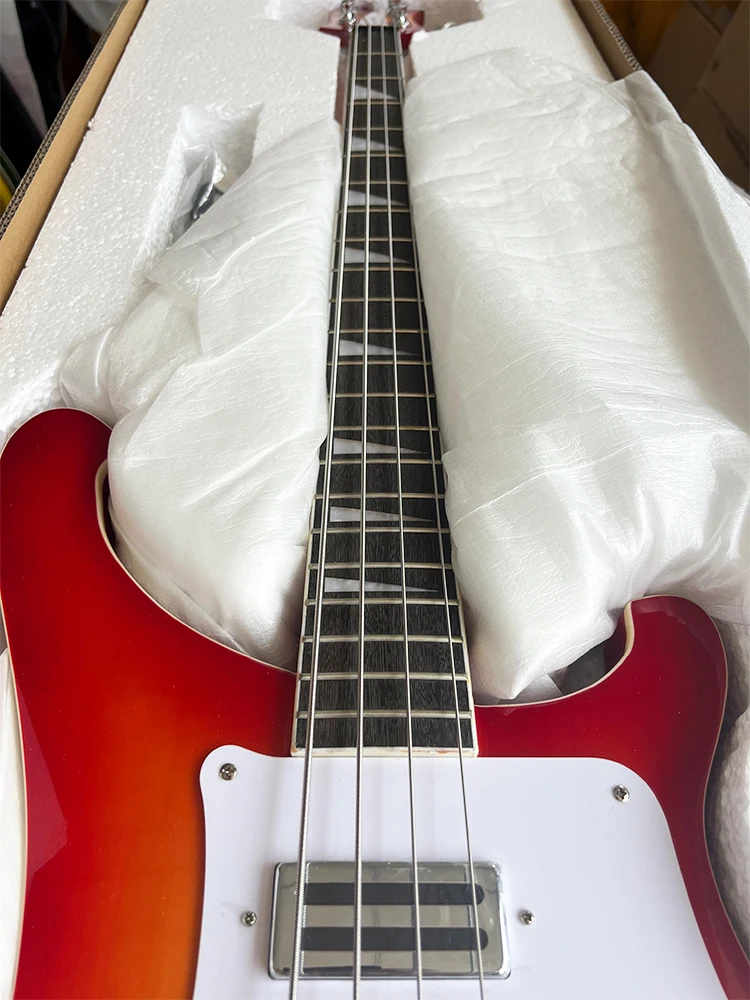 Clearance Sale CS Orange-Red Gloss 22-Fret Bass Solid Wood Body US Warehouse Free Shipping