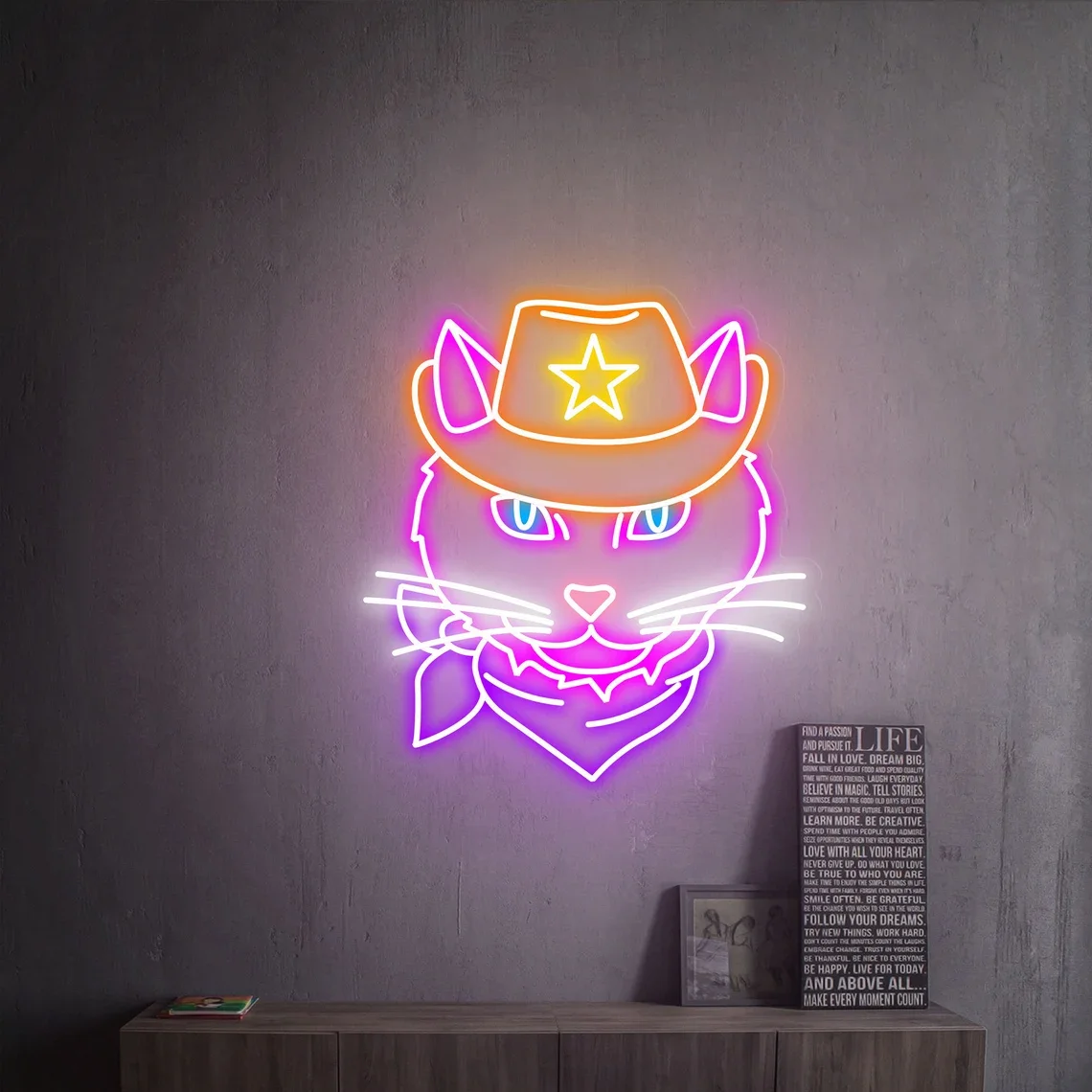 Cowboy Cat Neon Sign Neon cat Bar Decor Sign Meowdy Cowboy Cat Neon Sign Cats Home Room Wall Decor Gaming Room Decor