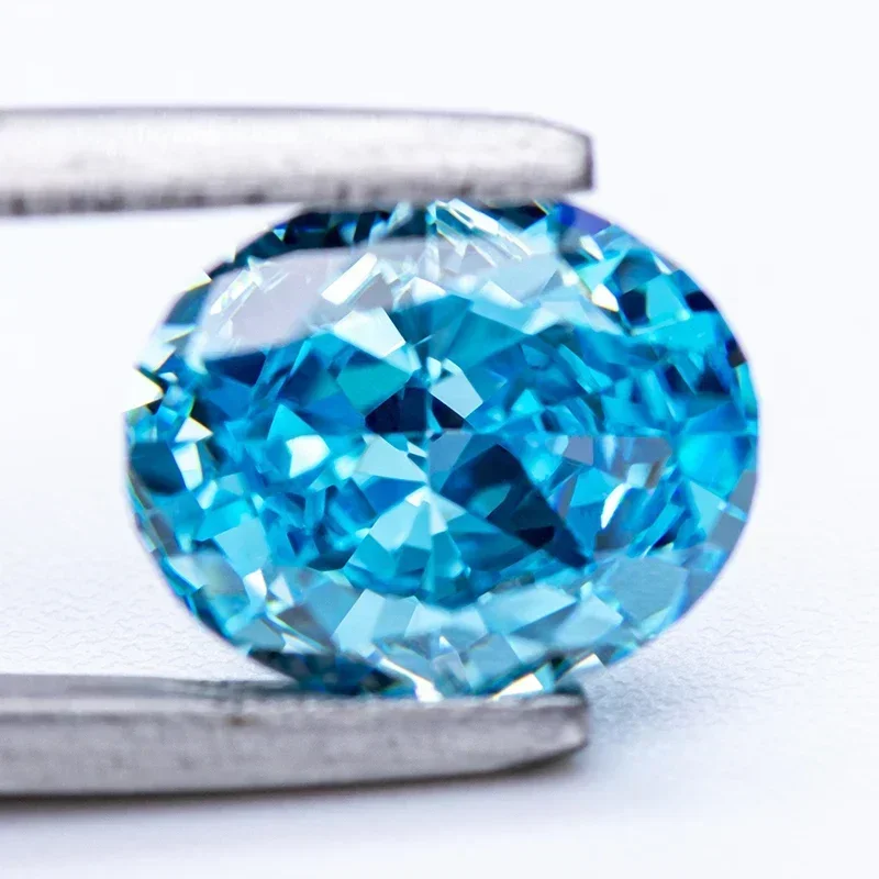 

Cubic Zirconia Wholesale No Certificate Crushed Ice Cut Oval Shape Light Aquamarine Color Charms Beads