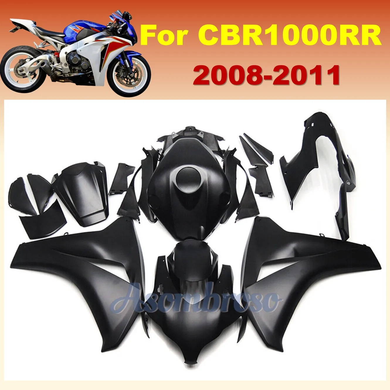 Motorcycle complete set Bodywrok Protection Fairing kits for CBR1000RR 2008 2011 2010 2009 CBR1000 RR 08-11 Matte Black Shell