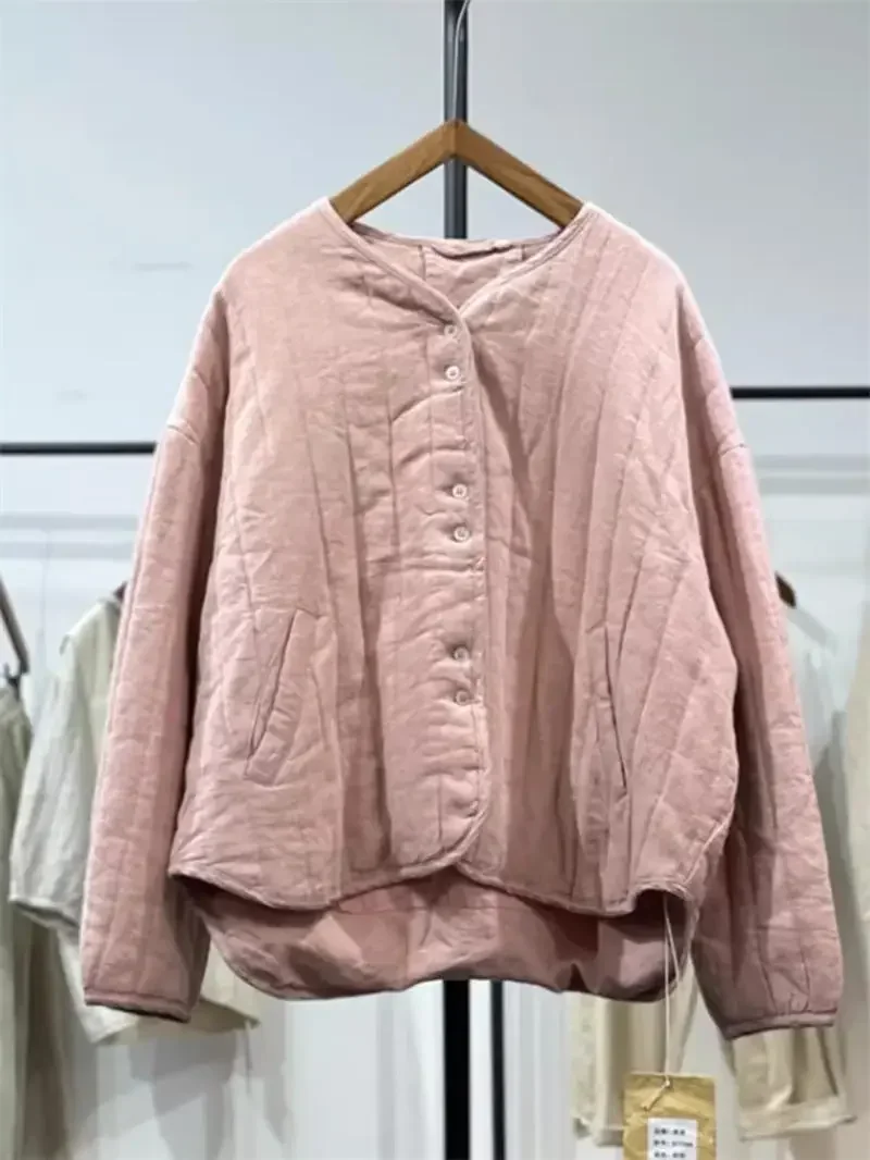 Retro Quilted Jacket Women's Loose Cotton Linen Clothing 2024 Spring Autumn and Winter Casual Coat WE12698