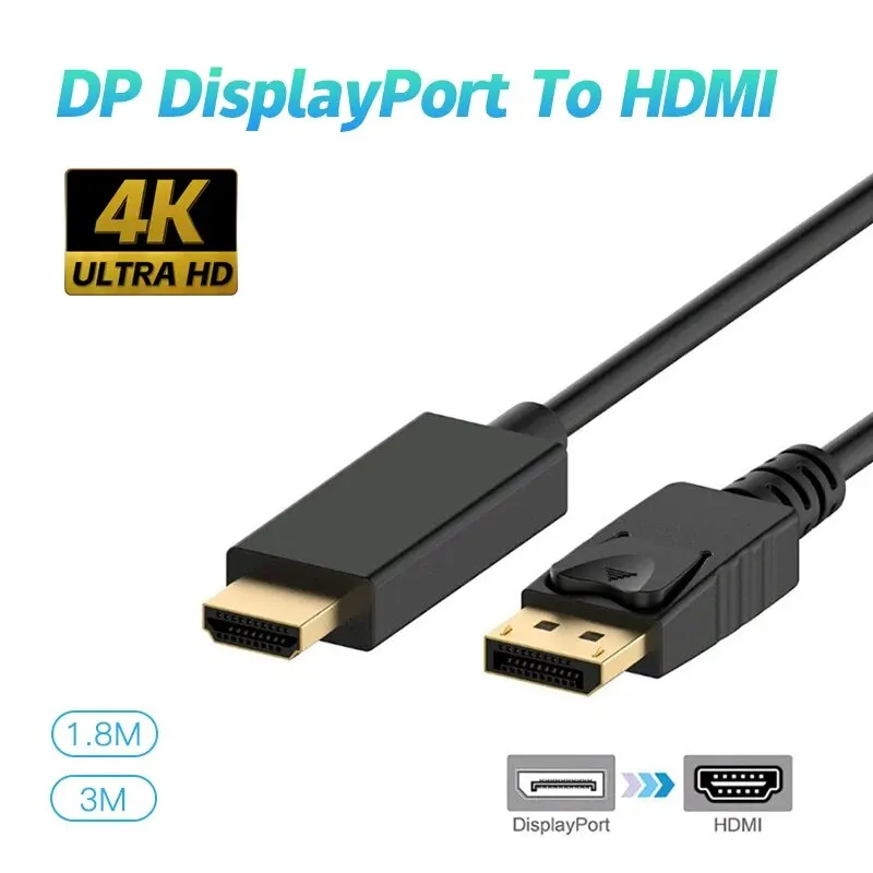 4K DP to HDTV-compatible Adapter Converter Display Port Male DP to Female HD TV Cable Adapter Video Audio For PC TV