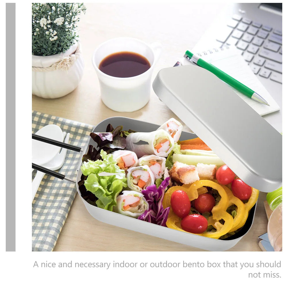 

1Set Outdoor Bento Box Portable Aluminum Lunch Container Rustproof Smooth Surface for Camping Hiking Backpacking