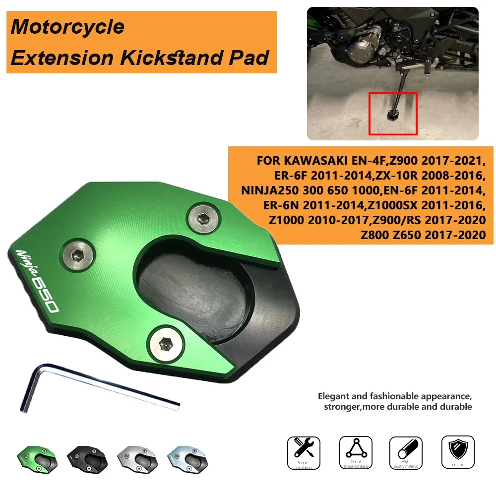 

For Kawasaki Ninja 250 300 650 1000 2011 2012 2013 2014 Motorcycle Foot Side Stand Pad CNC Kickstand Enlarger Support Plate