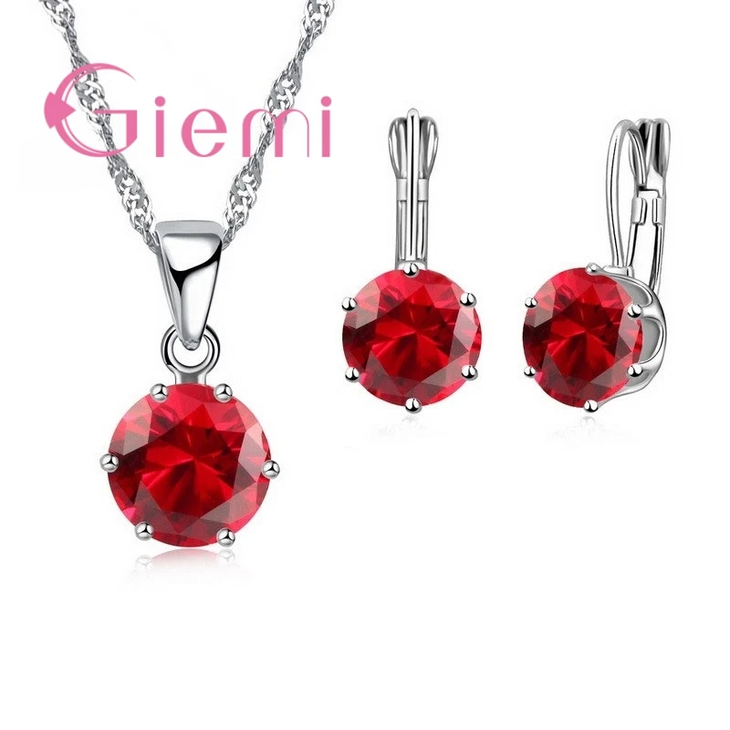 New Fashion Luxury CZ Jewelry Sets 925 Sterling Silver  Earring Pendant Necklace Set Women Anniversary  Engagement Gift