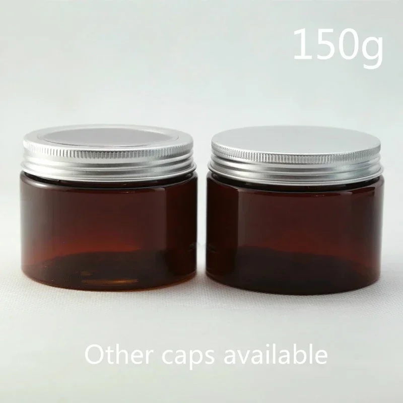 150ml Brown Plastic Jar Empty Refillable Bottle 150g Cosmetics Lotion Cream Tea Candy Sugar Spice Storage Packaging Container