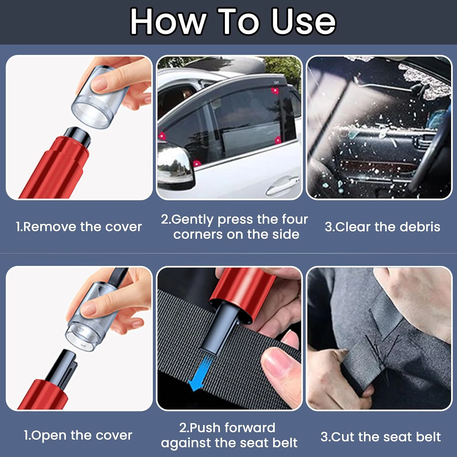 2 Safe Pro X Car Emergency Hammer, 2 in 1 Car Window Breaker Car Escape Tool, Window Breaker & Escape Safety Hammer for Vehicles view 6