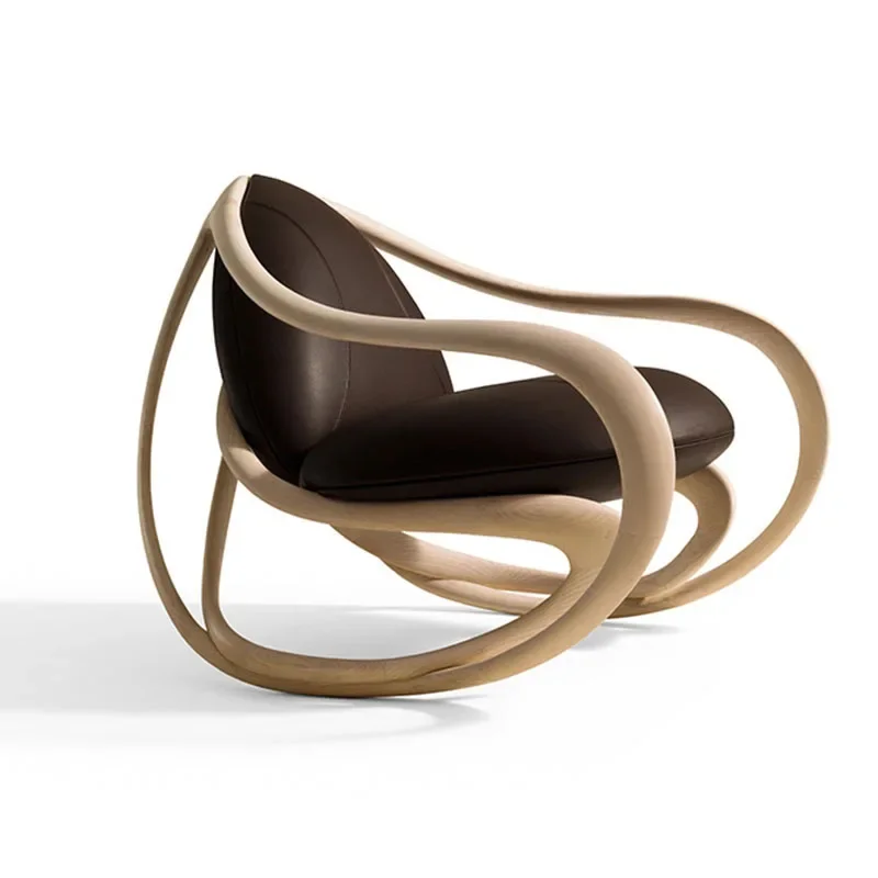 Italian creative special-shaped solid wood rocking chair Italian light luxury artistic sense designer leisure chair