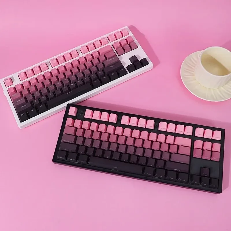 1 set seaweed red bean paste pink key caps PBT backlit keycaps OEM profile keycap for customized keyboard 68 84 87 mx1.0 6.0 8.0