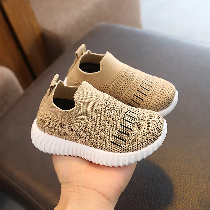 Kids Shoes Solid Color Knitted Breathable Baby Girl Shoes Boys Sneakers Non-slip Student Shoes Children Tennis Shoes