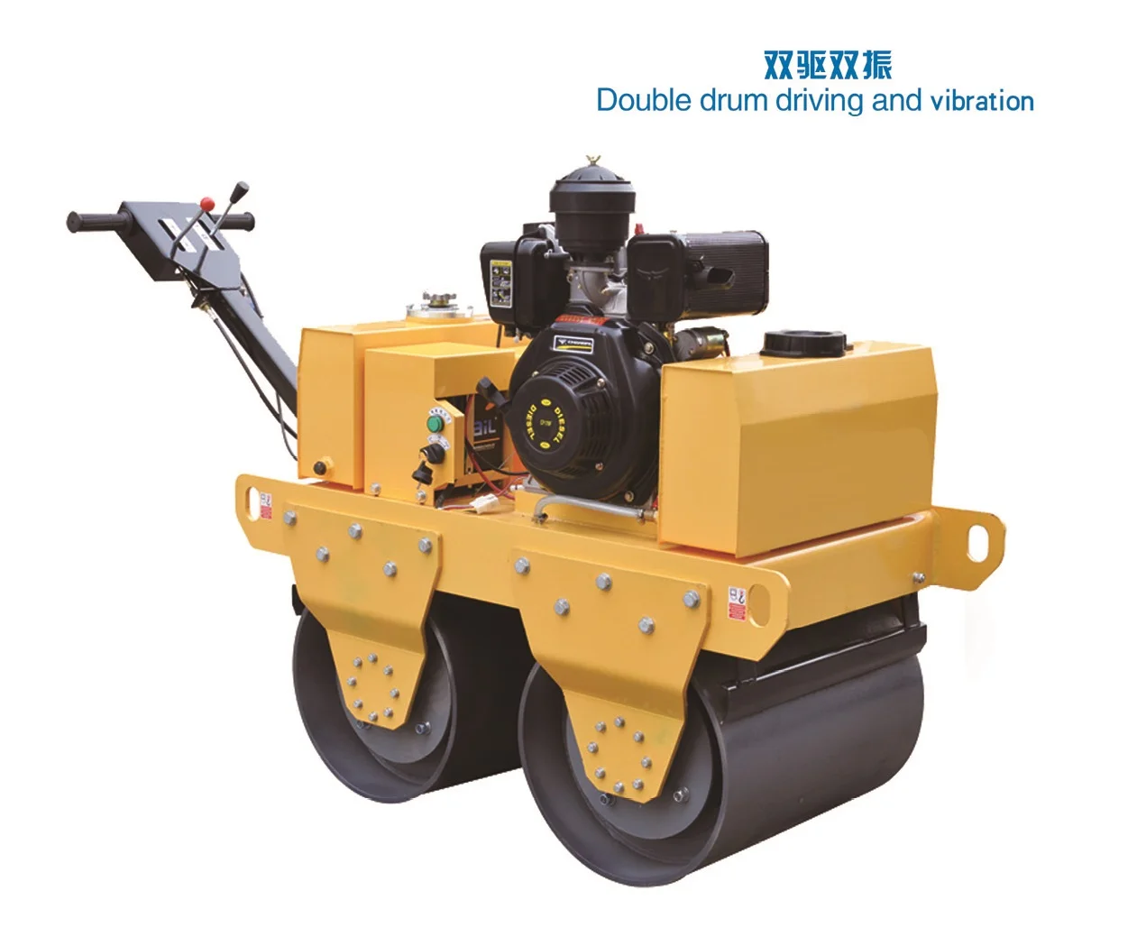 Afbeelding 3: Nieuw type asfaltwals, 0,6-tons dubbele stalen trommel handgedreven trilroller