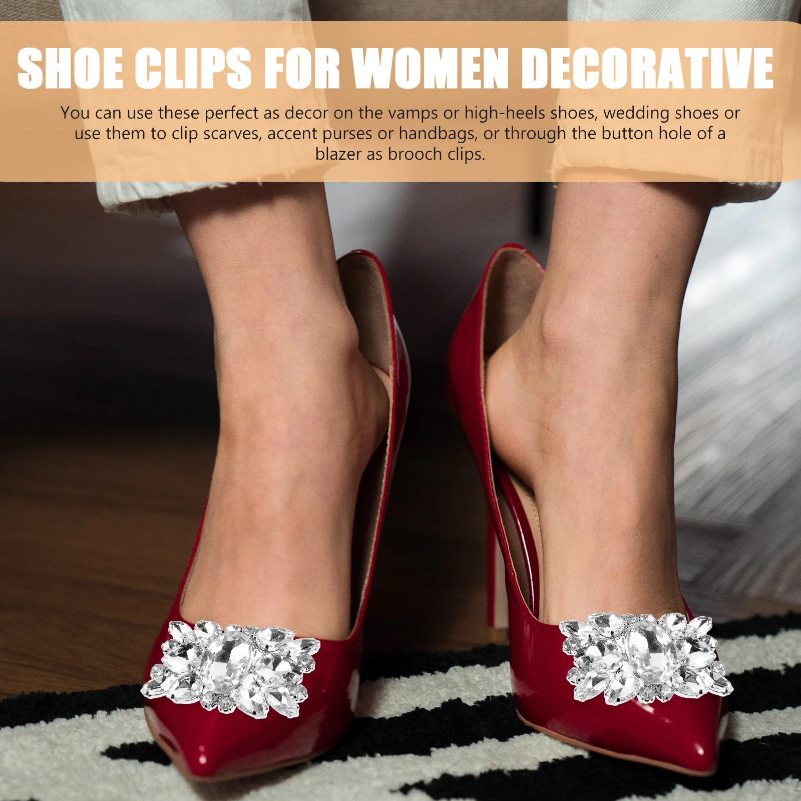 

2Pcs Crystal Shoe Clips Decorative Rhinestone Buckles Bridal Wedding Shoe Jewelry Accessories Flower Shape Shoes Clip