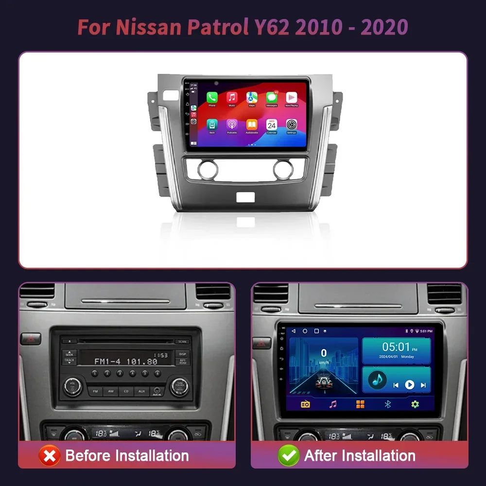 For Nissan Patrol Y62 2010 - 2020 Universal GPS WiFi Android 14 SKIG Car Radio Multimedia Video Player Navigation Wireless