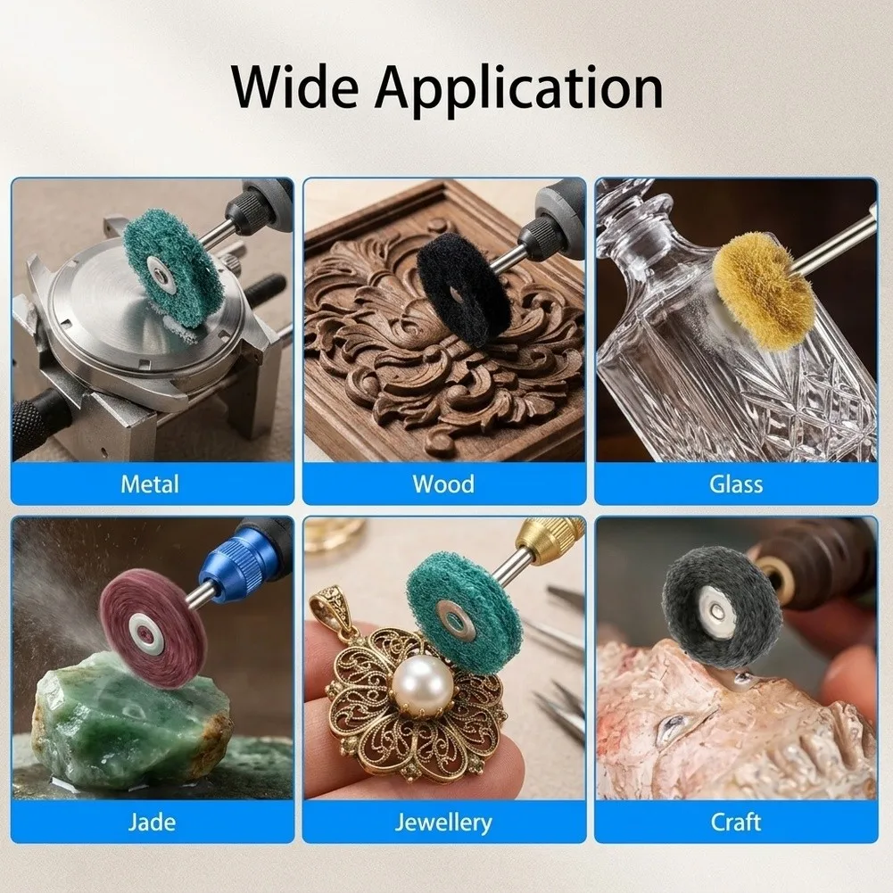 For Rotary Tool Buffing Wheel Kit 12 Pieces with Four Distinct Grits for Sequential Polishing Stages on Various Materials