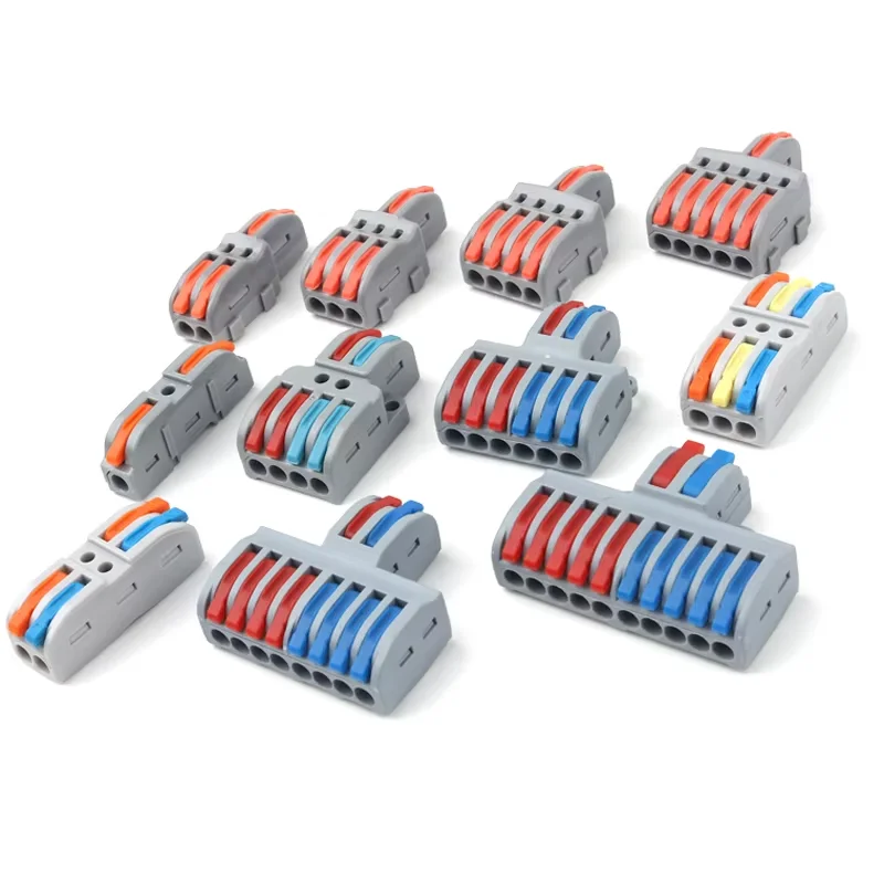 5PCS 1 in Multiple Out Electrical Connectors Universal Compact Splitter Wiring Cable Connector Combined Butt Terminal Block