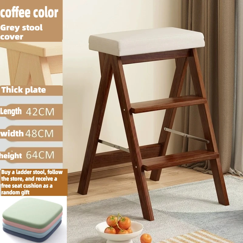 Escalera de tres niveles, escalera plegable para cocina, escalera portátil telescópica, taburete de madera, Escalera, muebles de cocina
