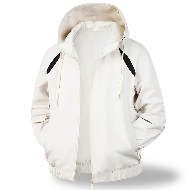 

Youth Casual Hooded Jaet Men's Loose Fit Windproof Spring Autumn Outdoor Faion Top Polyester Fabric Long Sve Zipper Cl...