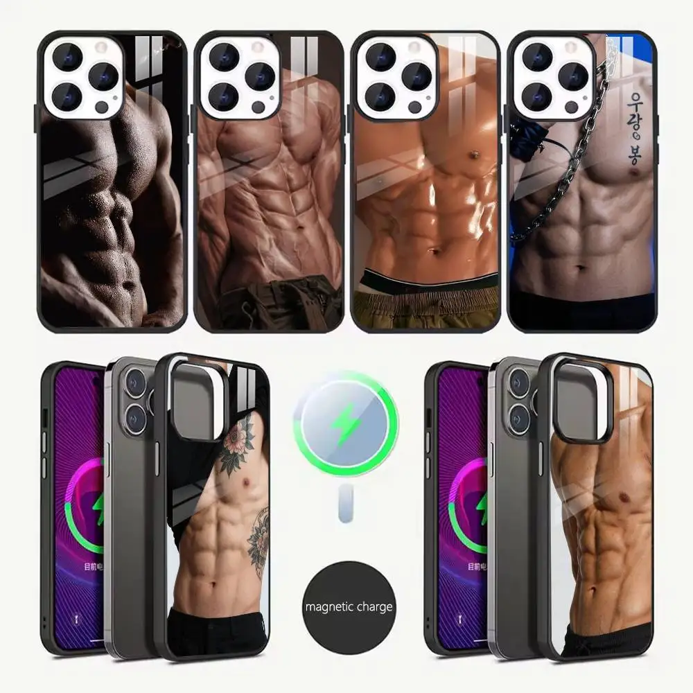 M-Male Abdominal Muscle  Phone Case For iPhone17, 16,15,14,13,12,11,Pro,Max,Plus,SE4,Magnetic Charging