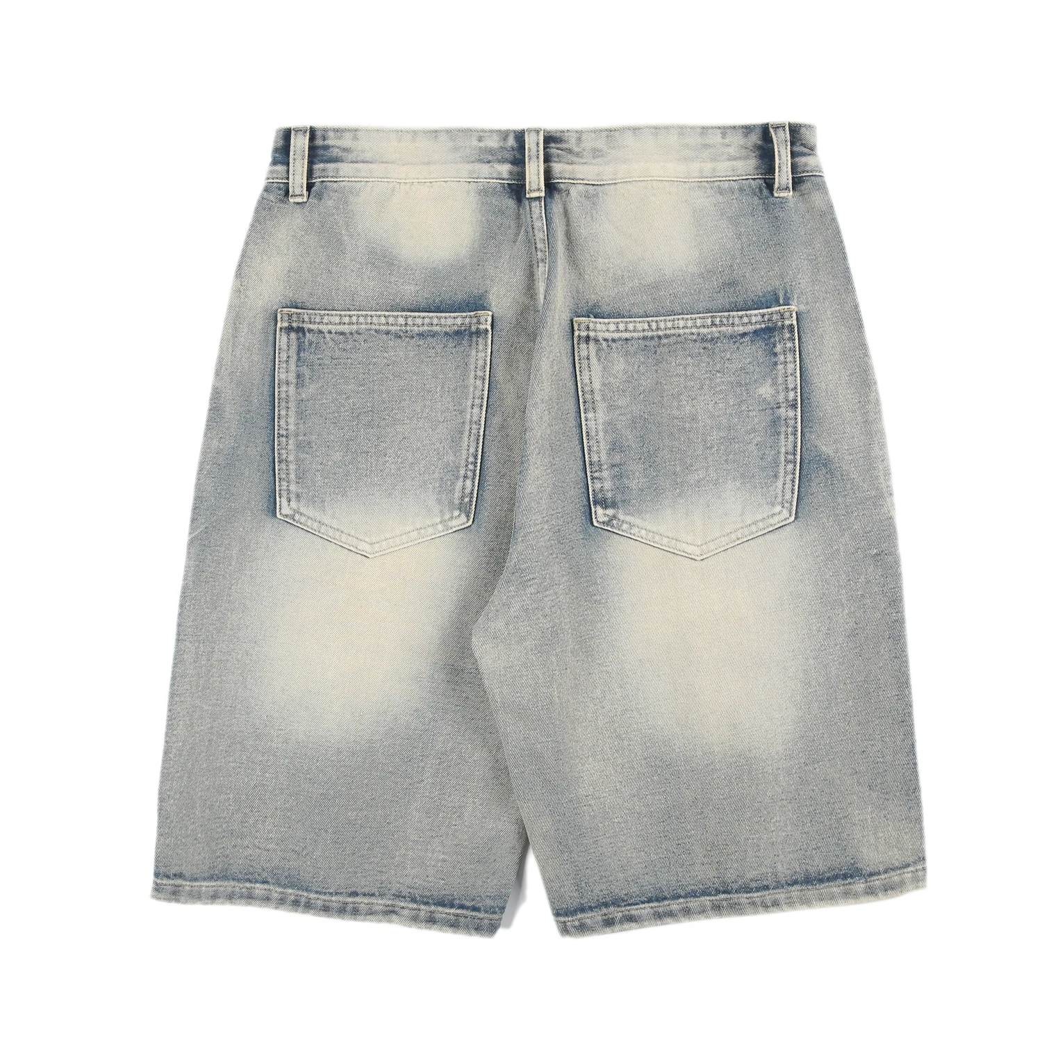 Summer new style old men's shorts American washed retro stitching street blue loose casual five-point pants