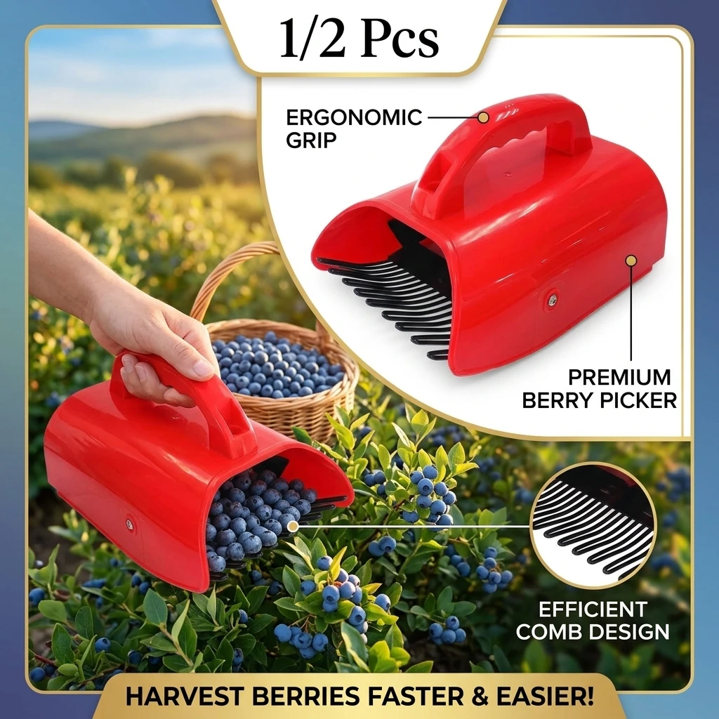1/2Pcs Portable Berry Picker Blueberry Collection Convenient Handle Picking Tool Greenhouse Garden Farm Fruit Harvester With Com