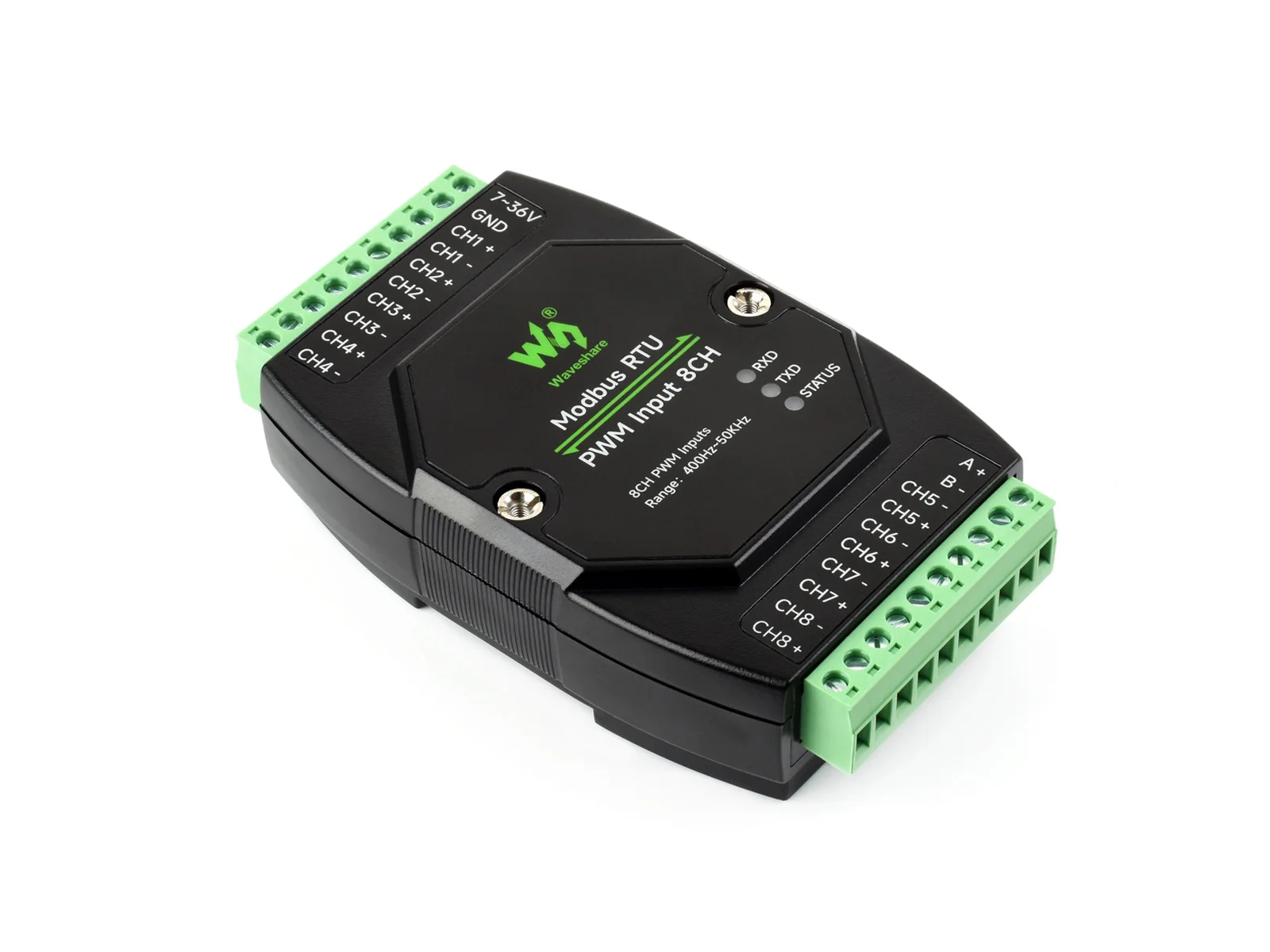 

Промышленный 8-канальный модуль импульсного ввода PWM RS485 Modbus RTU, 7-36В, частота/коэффициент заполнения 50 кГц, изолированный