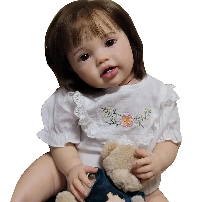 60cm 24Inch Reborn Baby Toddler Doll Newborn Lottie Princess Girl Lifelike Soft Touch 3D Skin Tone with Visible Veins Art Doll