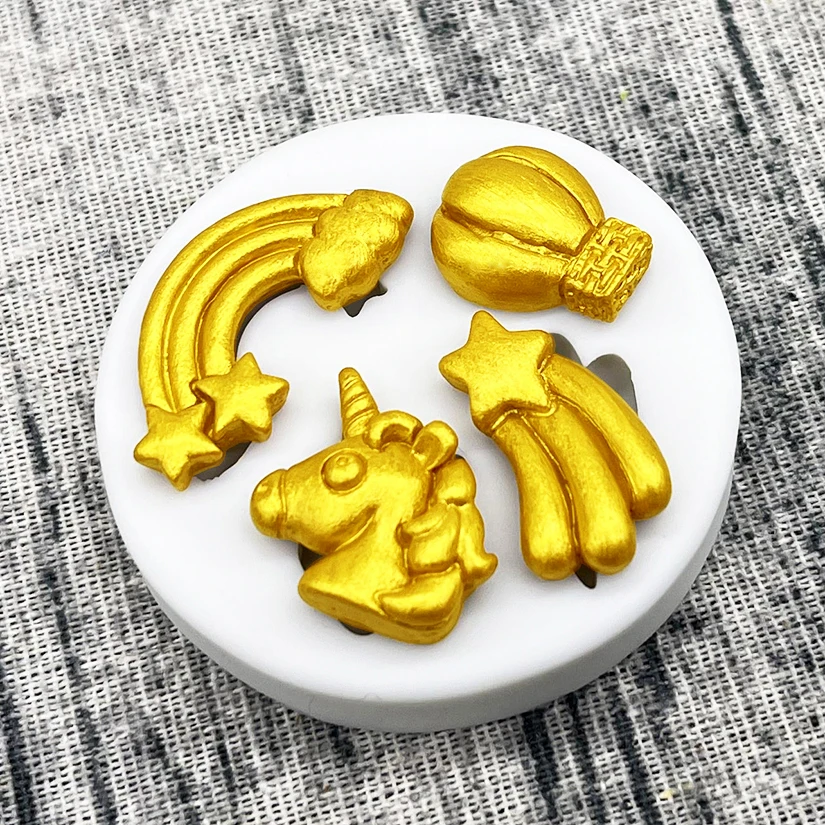 Unicorn Meteor Rainbow Hot Air Balloon Silicone Sugarcraft Mold Chocolate Cupcake Baking Mold Fondant Cake Decorating Tools