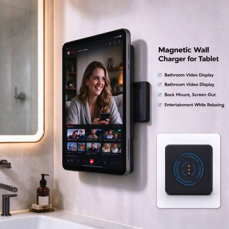 Smart Home Tablet Wall Mount Holder Magnet Wireless Charging Socket With Charger for Ipad Tablet Wall Mounted Stand Kit 86 Box