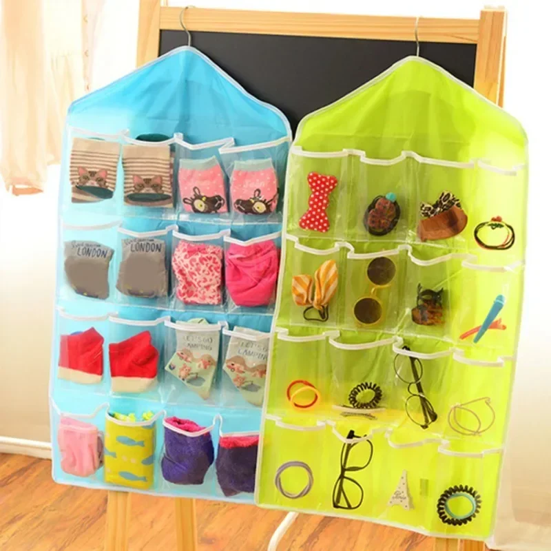 16 Grids Cabinet Hanging Bag Bedroom Socks Bra Underwear Portable Storage Rack Closet Wardrobe Organizer Hanger Wall-Mount Bags