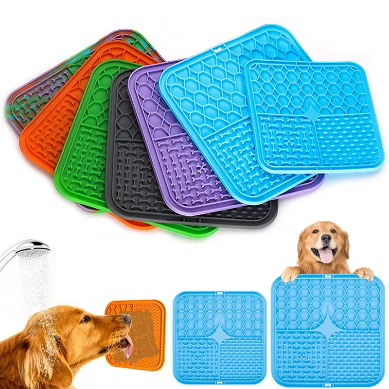 Pet Meal Mat Silicone Suction Cup Licking Mat Anti Choking Slow Eating Basin Dog Licking Mat Training Pet Slow Feeding Tableware