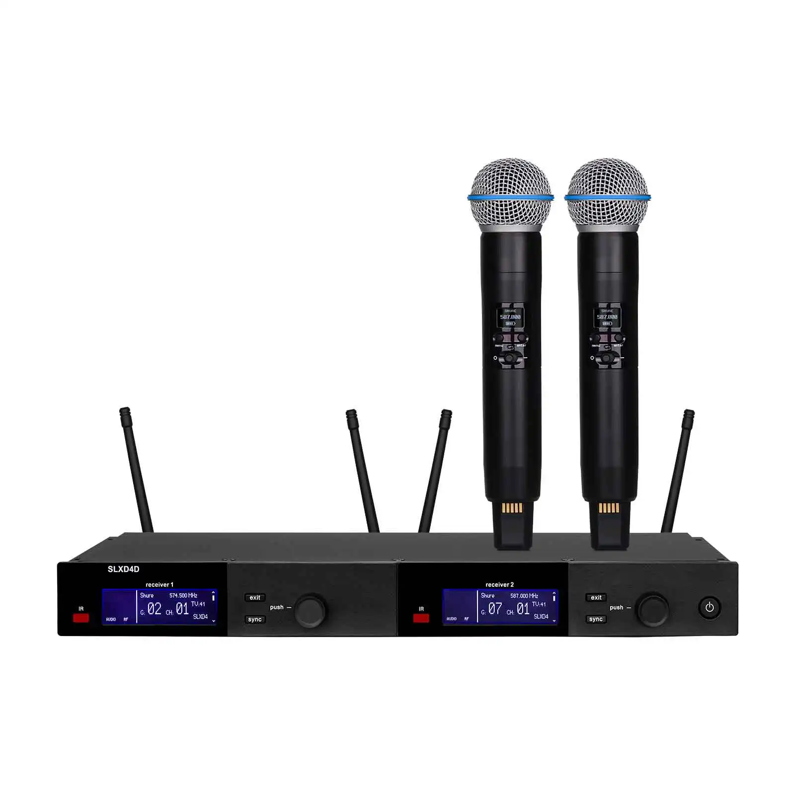 SLXD4D SLXD24 BETA58A Dual Channel Wireless UHF Microphone System Infrared Frequency Match Karaoke Church Performen