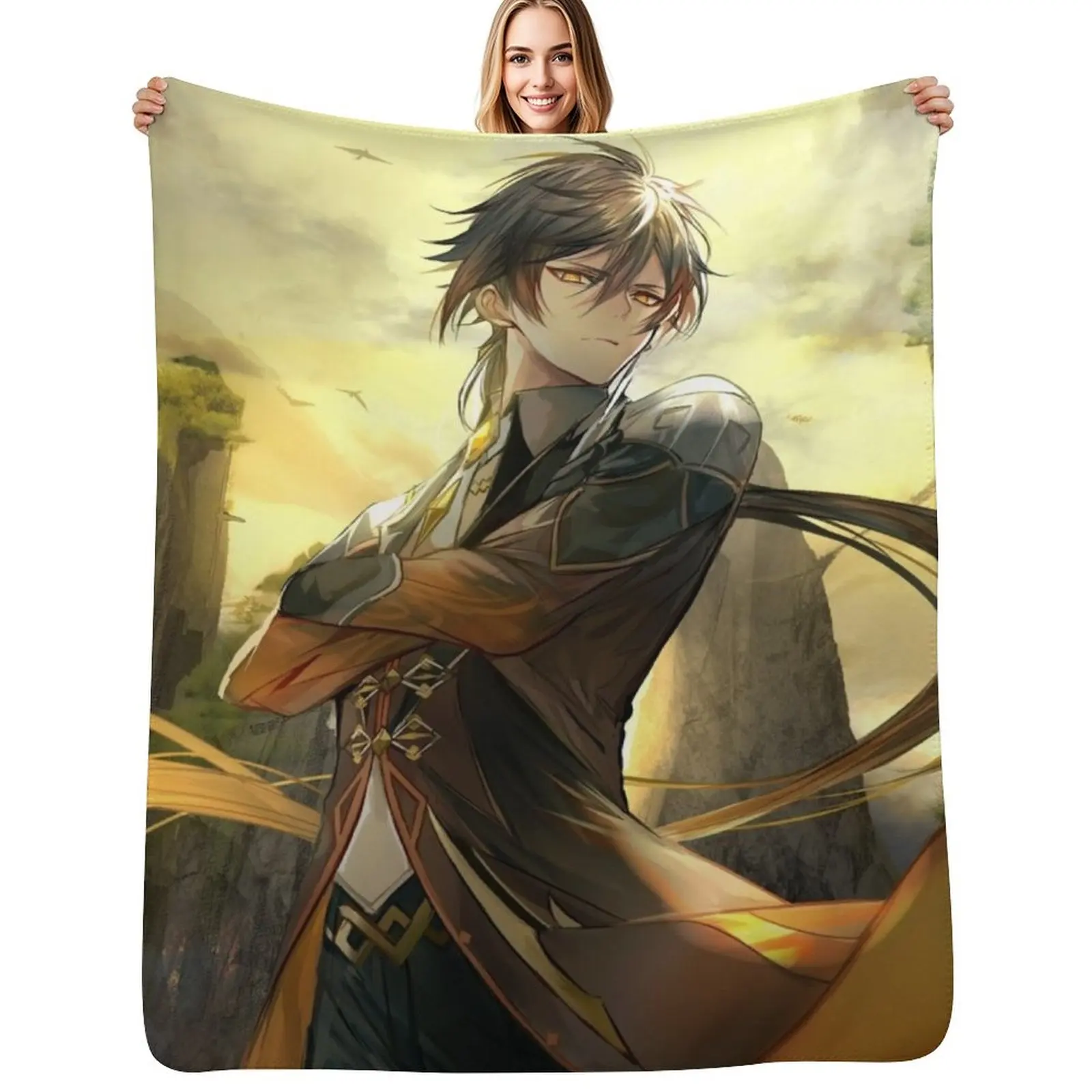 Zhongli ! Throw Blanket Winter beds Thermal Furrys decorative Single Luxury St Blankets