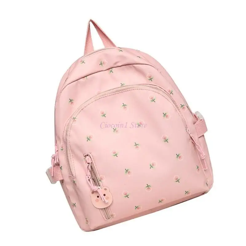 Y1UB Travel Bag Flower Print Backpack Korean Styles Casual Daypacks School Backpack