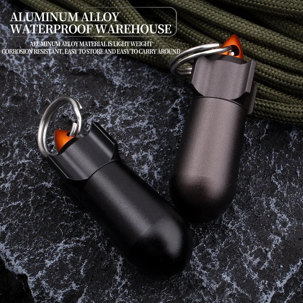 Outdoor Aluminum Alloy Torpedo Canister Mini Waterproof Storage Portable Pill Box EDC Storage Box Multi-function Gadget