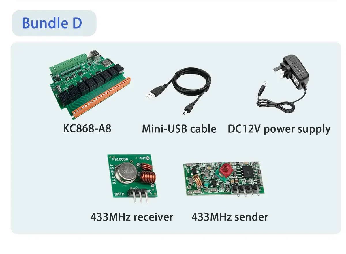 Kincony KC868-A8 ESP32 Wifi/Ethernet RS232 USB Relay Module ADC DAC R F 433M Temperature Arduino IDE For Smart Home MQTT