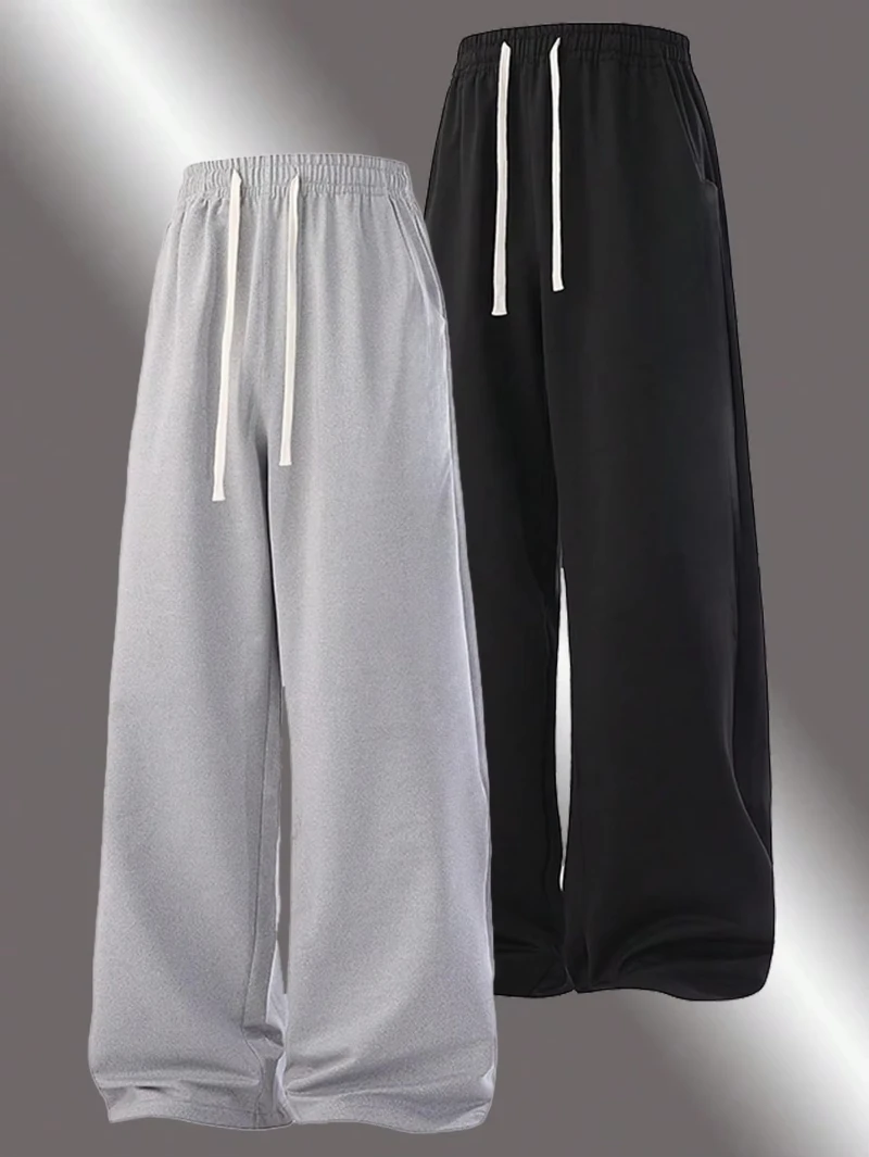 

Свободные прямые брюки для фитнеса на осень и зиму, свободные брюки, мужские брюки, повседневные спортивные брюки на шнурке