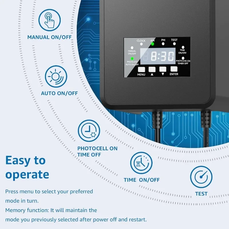 SUNVIE 300W Low Voltage Transformer with Timer and Photocell Sensor Landscape Lighting Transformer Waterproof 120V