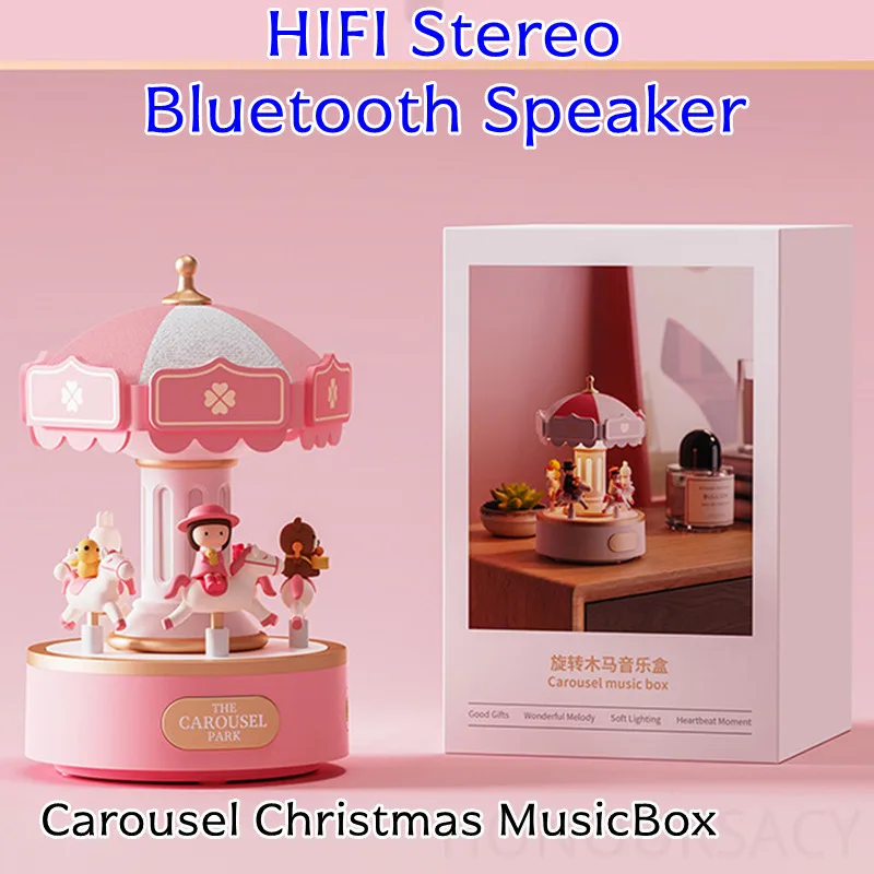 

Caixa De Som Carousel MusicBox HIFI Стерео Bluetooth-динамик Мини-саундбар SoundBox Рождественский подарок Домашний кинотеатр Светодиодный ночник
