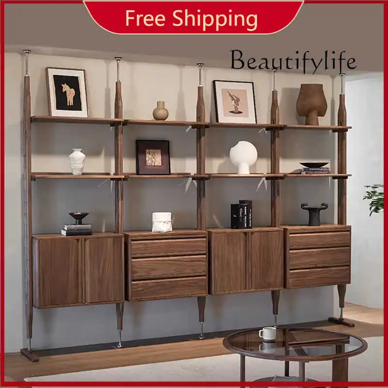 

X North American Black Walnut Combination Bookcase, Indomitable Storage System, All Solid Wood Medieval Partition Bookshelf