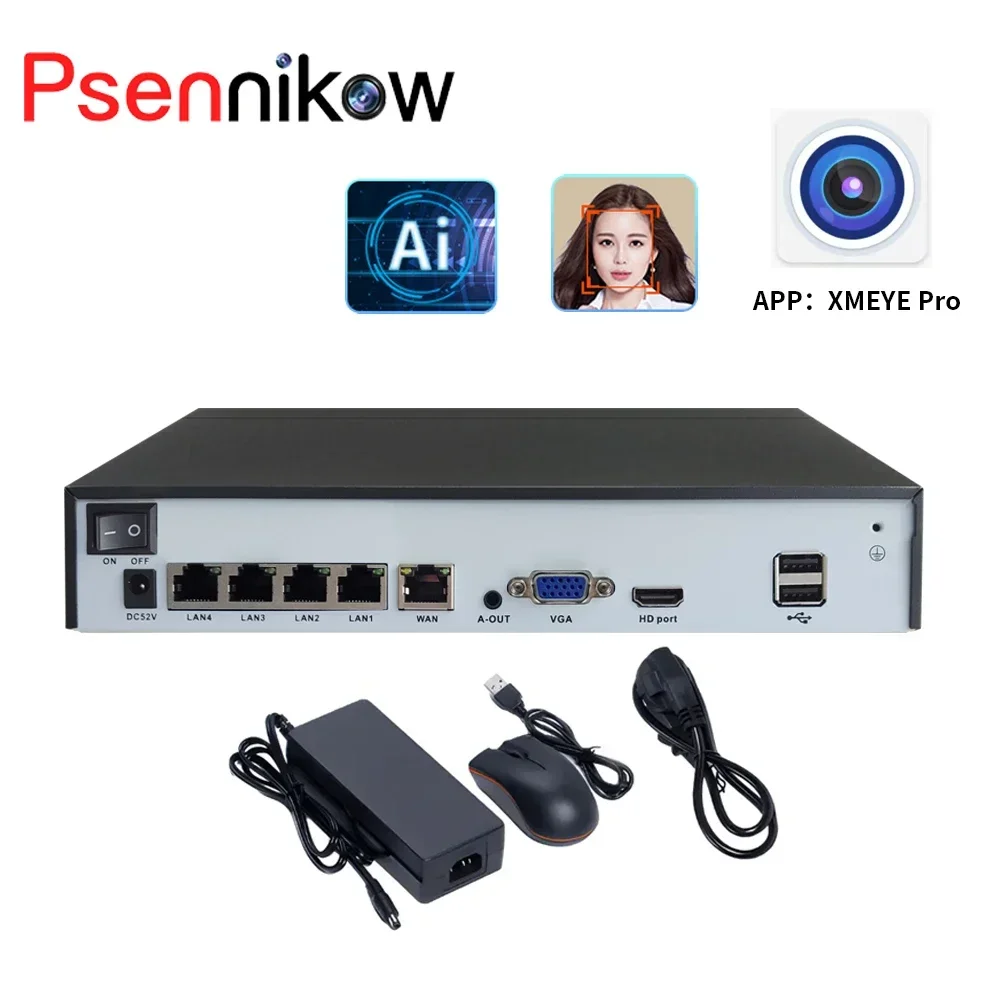 4k Ultra HD POE Kit NVR Video Recorder Onvif H.265 Face Detection IP Camera CCTV System  Network Security Surveillance Camera
