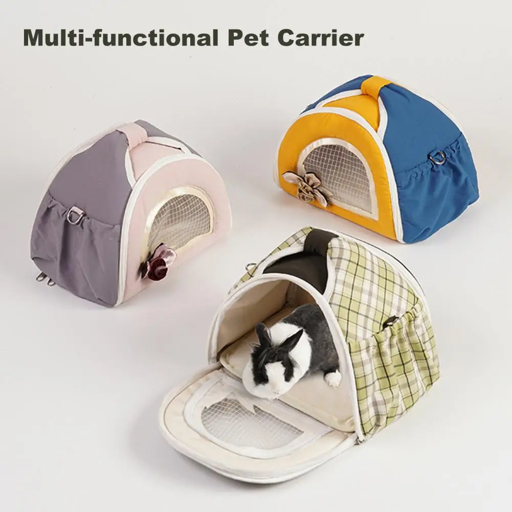 

Hamster Carrier Bag Color Blocked Pet Travel Tote Bag Ventilated Sling Bag for Guinea Rabbits Hedgehogs Small Pet Travel Cage