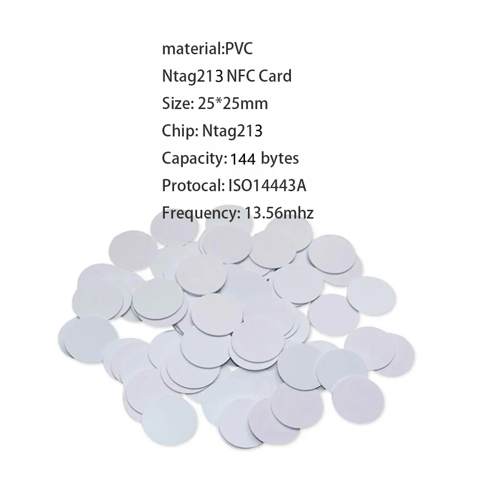 

10Pcs 20PCS Blank card NFC Ntag213 Coin TAG Key 13.56MHz NTAG 213 Card Label RFID Ultralight Tags Labels 25mm Diameter Round