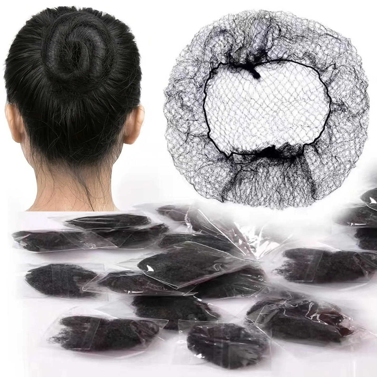 10 Individually Packaged Hair Nets, 20inch Elastic Invisible Hair Nets, Suitable for Food Service, Ballet Buns, Sleeping, Women's Wigs, Flight Attendants, Dance, Theater, and Hair Styling
