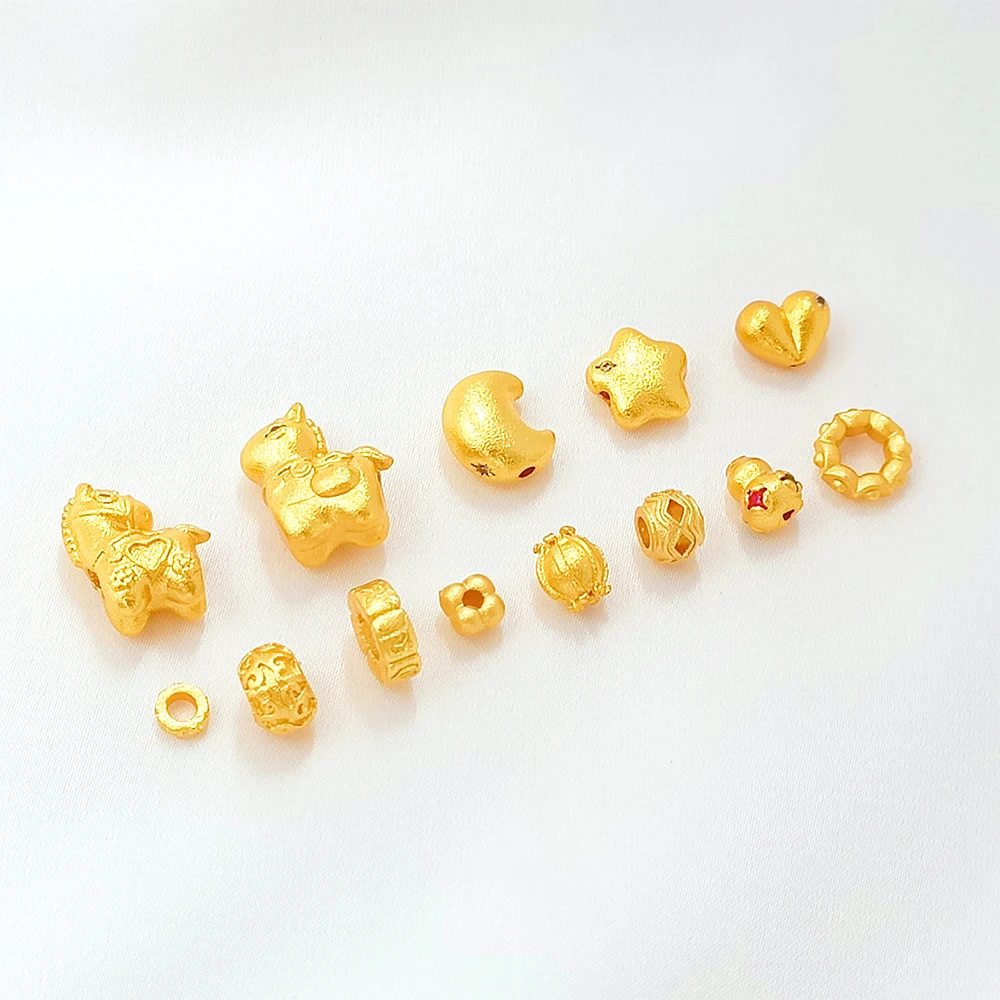 Matte Gold Zircon Inlay Hulu Love Moon Separation Bead DIY Jewelry Making Necklace, Bracelet, Clothing Accessories Materials