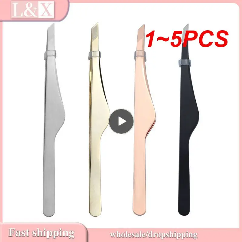 1~5PCS Stainless Steel Eyebrow Curlers Eyelashes Double Eyelid Stickers Makeup Eyebrows Oblique Mouth Tweezers Eyebrow Pliers