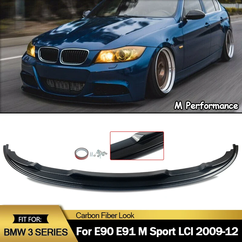 For BMW 3 Series E90 E91 LCI Carbon Painted M Sport Front Upper Splitter Lip