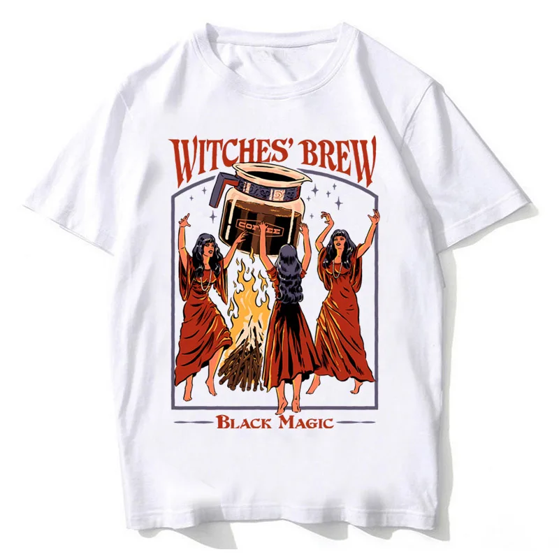 هالوين الساحرات المشروب القهوة الأسود ماجيك رجل تي شيرت ملابس الصيف ملابس كاجوال تي شيرت عالية الجودة القطن تنفس القمم #1