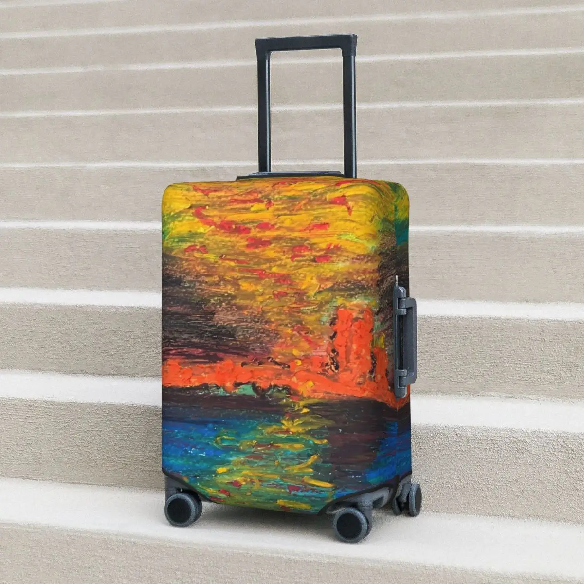 

Oil Painting Suitcase Cover Abstract Landscape Travel Flight Useful Luggage Case Protection