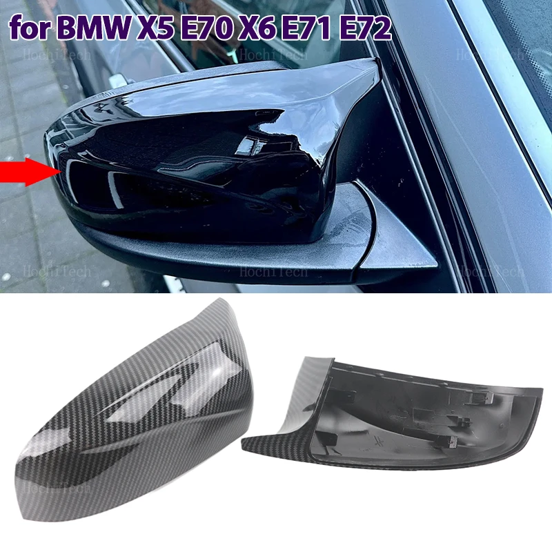 1 pair M style Carbon Fiber Look Black Rearview Side Mirror cover Caps for BMW X5 E70 X6 E71 2008-2013 replacement