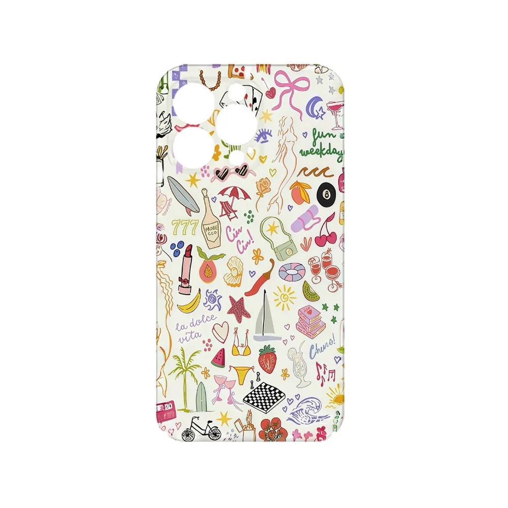 Ins حافظة توضيحية مختلطة لهاتف آيفون 16ProMax 15 14 13 12 MINI 11 PRO Plus حافظة هاتف مغناطيسية من مادة البولي يوريثان الحراري اثنين في واحد #5